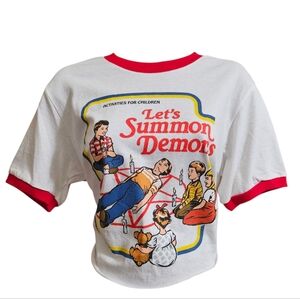 Steven Rhodes "Let's Summon Demons" White Ringer Tee
